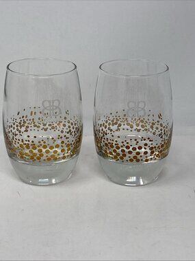 Set of 2 Baileys Irish Cream Clear Glasses With Gold Dots Confetti